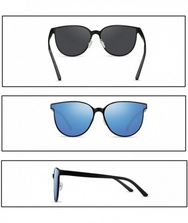 Rectangular Polarized Sunglasses Matte Finish Sun glasses Color Mirror Lens 100% UV Blocking - Blue2 - CD194C9ULQH $13.07