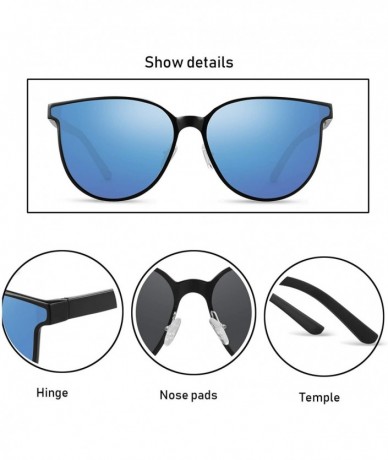 Rectangular Polarized Sunglasses Matte Finish Sun glasses Color Mirror Lens 100% UV Blocking - Blue2 - CD194C9ULQH $13.07