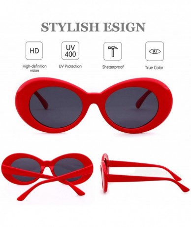 Wayfarer UV400 Clout Goggles Bold Retro Oval Mod Thick Frame Sunglasses - Red Frame&black Lens - CM18D32IA74 $7.67