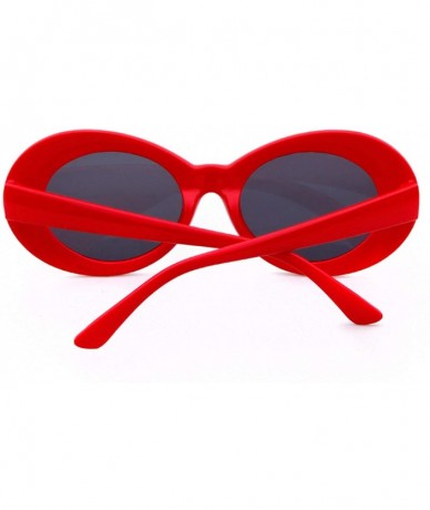 Wayfarer UV400 Clout Goggles Bold Retro Oval Mod Thick Frame Sunglasses - Red Frame&black Lens - CM18D32IA74 $7.67