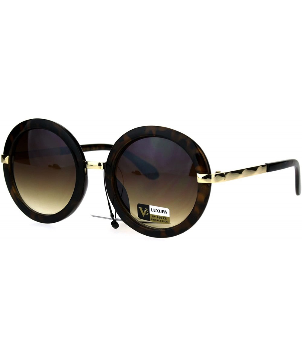 Round VG Designer Fashion Sunglasses Womens Vintage Round Frame UV 400 - Tortoise Gold (Brown) - CP186Y4UO36 $12.76