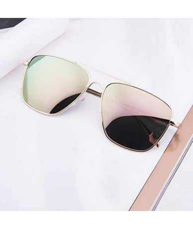 Rectangular Men's new sunglasses - Gold Frame Green - CF199CLRTZN $13.05