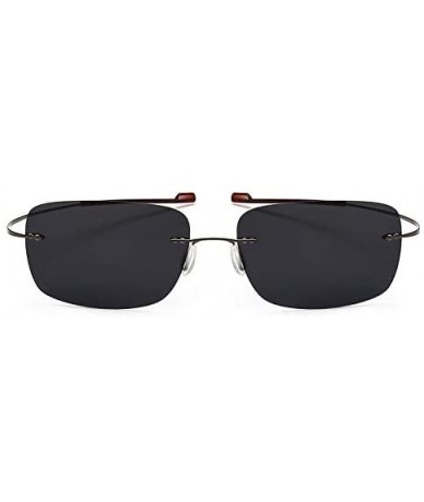 Semi-rimless Rimless Square Titanium Sunglasses Men Ultralight Driving Design Sun Glasses - C8 - C018Y393O43 $28.71