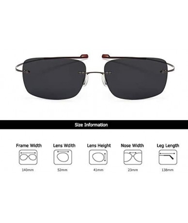 Semi-rimless Rimless Square Titanium Sunglasses Men Ultralight Driving Design Sun Glasses - C8 - C018Y393O43 $28.71