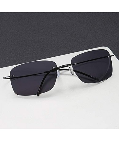 Semi-rimless Rimless Square Titanium Sunglasses Men Ultralight Driving Design Sun Glasses - C8 - C018Y393O43 $28.71