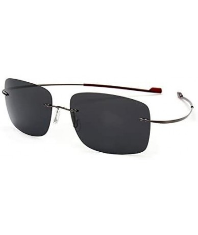 Semi-rimless Rimless Square Titanium Sunglasses Men Ultralight Driving Design Sun Glasses - C8 - C018Y393O43 $28.71