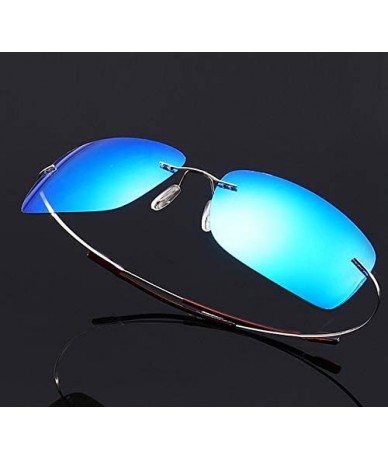 Semi-rimless Rimless Square Titanium Sunglasses Men Ultralight Driving Design Sun Glasses - C8 - C018Y393O43 $28.71