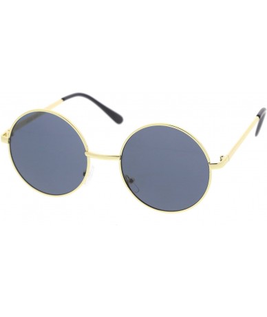 Round Retro Metal Frame Slim Temple Neutral-Colored Lens Round Sunglasses 51mm - Gold / Smoke - CE12NDALBXR $15.01