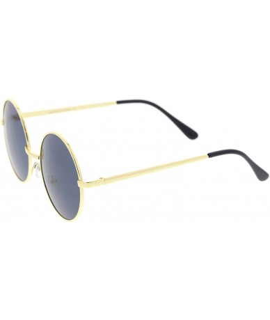 Round Retro Metal Frame Slim Temple Neutral-Colored Lens Round Sunglasses 51mm - Gold / Smoke - CE12NDALBXR $15.01