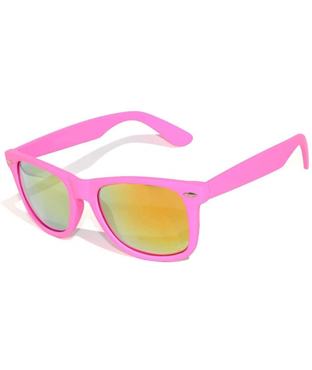 Wayfarer Classic Vintage Retro 80's Sunglasses with Mirror Lens Pink Frame - CE11NLD40VP $11.61