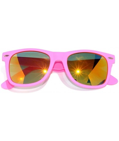 Wayfarer Classic Vintage Retro 80's Sunglasses with Mirror Lens Pink Frame - CE11NLD40VP $11.61