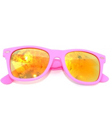 Wayfarer Classic Vintage Retro 80's Sunglasses with Mirror Lens Pink Frame - CE11NLD40VP $11.61