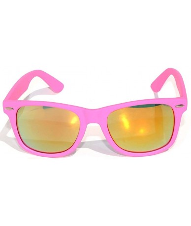 Wayfarer Classic Vintage Retro 80's Sunglasses with Mirror Lens Pink Frame - CE11NLD40VP $11.61