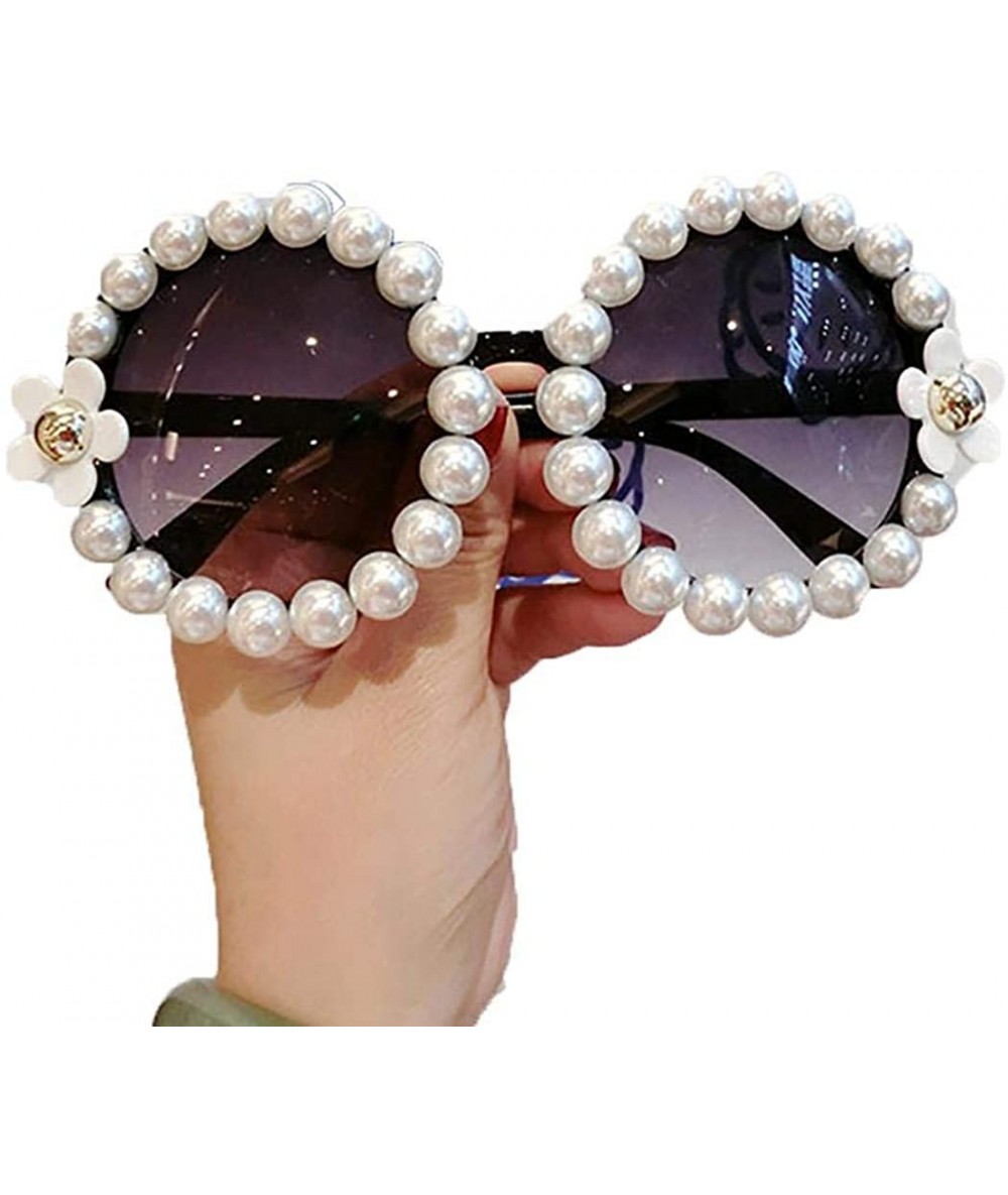 Round Women Fashion Beach Flower Decor Round Frame Sunglasses Sunglasses - Type 5 - CY199HUWUKU $35.34