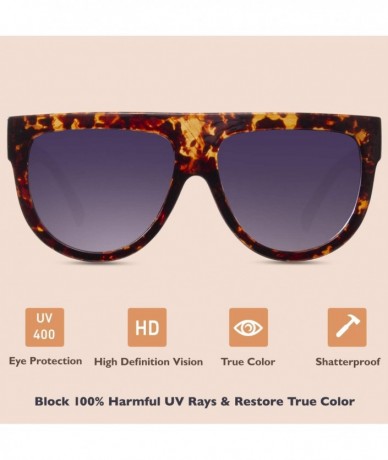 Oversized Fashion Designer Women Sunglasses Oversized Flat Top Square Frame Retro Gradient Lens MOS9 - C717YK4XS93 $12.38