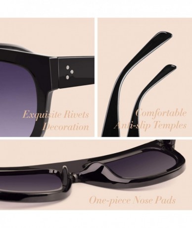 Oversized Fashion Designer Women Sunglasses Oversized Flat Top Square Frame Retro Gradient Lens MOS9 - C717YK4XS93 $12.38