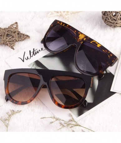 Oversized Fashion Designer Women Sunglasses Oversized Flat Top Square Frame Retro Gradient Lens MOS9 - C717YK4XS93 $12.38