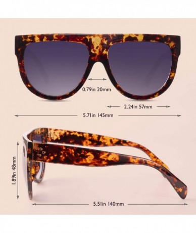 Oversized Fashion Designer Women Sunglasses Oversized Flat Top Square Frame Retro Gradient Lens MOS9 - C717YK4XS93 $12.38