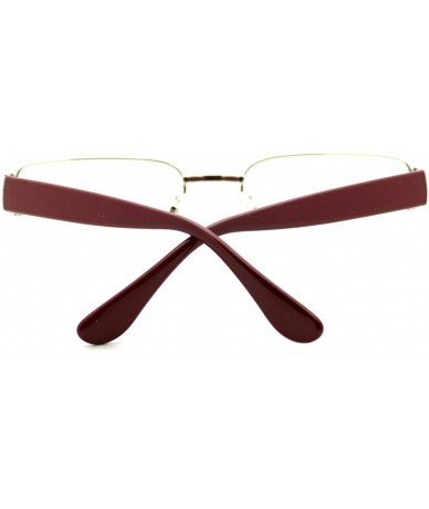 Rectangular Clear Lens Glasses With Bifocal Reading Lens Half Rim Rectangular - Silver Burgundy - CR12FCM16RN $10.99