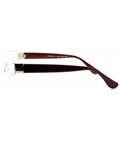 Rectangular Clear Lens Glasses With Bifocal Reading Lens Half Rim Rectangular - Silver Burgundy - CR12FCM16RN $10.99