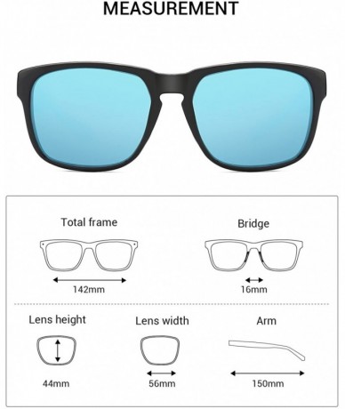 Round Classic Rectangular Polarized Sunglasses Retro Driving Eyewear 100% UV Blocking - Blue Multi-coated - CD18C0KZRU8 $9.46