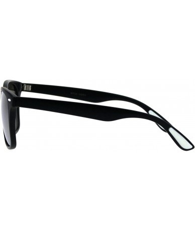 Rectangular Retro Reflective Color Mirror Lens Black Horn Rim Hipster Sunglasses - White Silver Mirror - CA18H4LWEXU $11.78