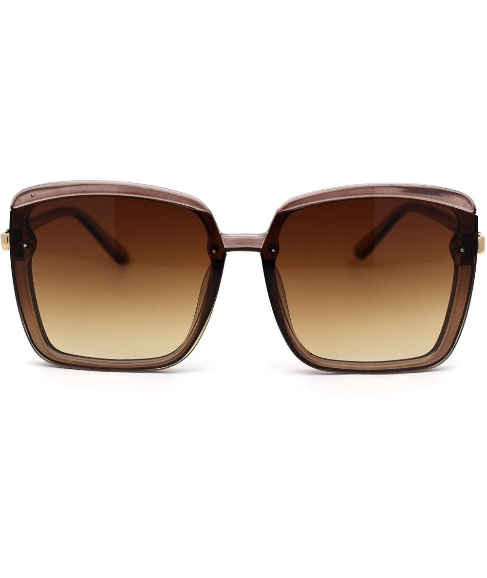 Butterfly Womens Designer Fashion Rectangular Half Rim Sunglasses - All Brown - C918YWC599G $12.38