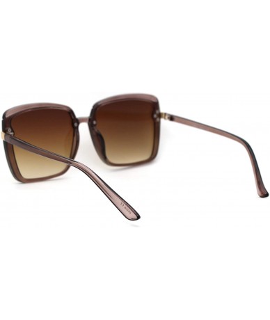 Butterfly Womens Designer Fashion Rectangular Half Rim Sunglasses - All Brown - C918YWC599G $12.38