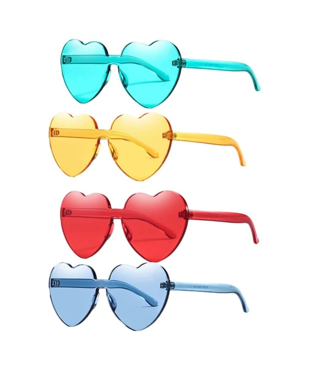 Rimless Heart Shaped Sunglasses Love Rimless Sunglasses Candy Color Eyewear for Women Men-12 Pieces(Random Color) - CI18U0LL0...