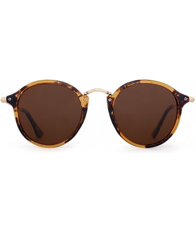 Round Retro Polarized Round Sunglasses for Women Vintage Small Mirror Glasses - Tortoise Frame / Polarized Brown Lens - C8186...