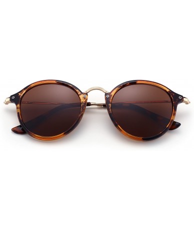 Round Retro Polarized Round Sunglasses for Women Vintage Small Mirror Glasses - Tortoise Frame / Polarized Brown Lens - C8186...