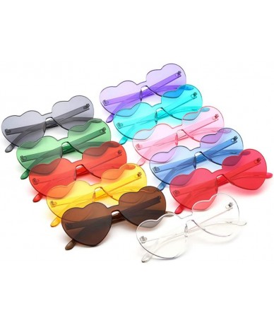 Rimless Heart Shaped Sunglasses Love Rimless Sunglasses Candy Color Eyewear for Women Men-12 Pieces(Random Color) - CI18U0LL0...