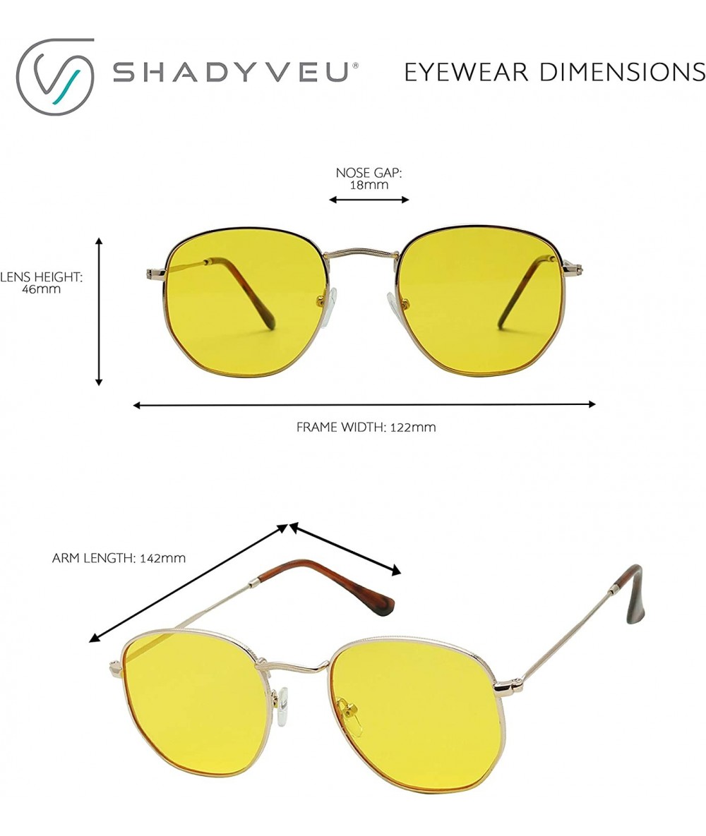 Super Flat Lens Hexagon Sunglasses Small Metal Wire Frame Colorful Tint  Retro 90's Geometric Semi Square Shades - C418X8XGRUZ