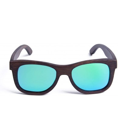 Square Polarized Bamboo Wood Sunglasses for Men Women - Handmade Sunglasses with Case - Green - CH197AHUWRI $21.60