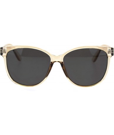 Round Minimal Womens Thin Horn Rim Retro Plastic Sunglasses - Peach Black - CC18TR66LL2 $10.32