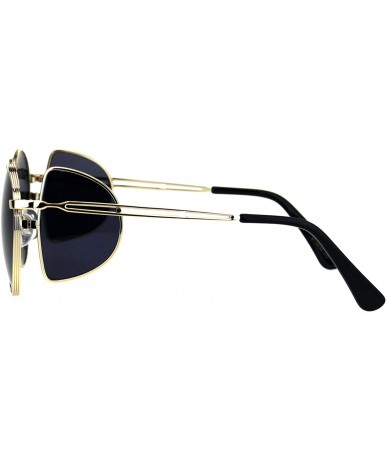 Round Unisex Round Sunglasses Extra Side Cover Lens Metal Frame UV 400 - Gold (Black) - C418IEI5R8L $12.08