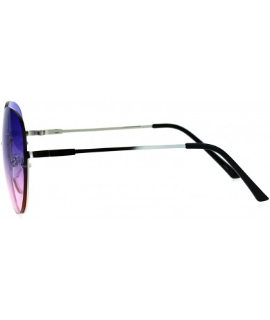 Rimless Womens Oceanic Color Lens Upside Down Half Rim Ironic Granny Oversize Sunglasses - Purple Pink - CN182LNYGDK $11.19