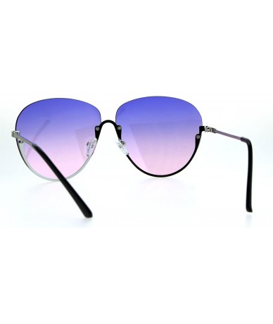 Rimless Womens Oceanic Color Lens Upside Down Half Rim Ironic Granny Oversize Sunglasses - Purple Pink - CN182LNYGDK $11.19