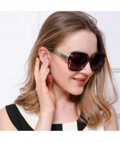 Aviator Women Polarized Sunglasses UV400 protection Shades-Oversize Diamond Cut Frame - Purple - CT18UOIX4UC $16.14