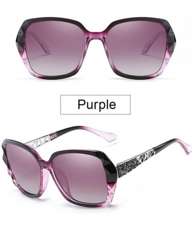 Aviator Women Polarized Sunglasses UV400 protection Shades-Oversize Diamond Cut Frame - Purple - CT18UOIX4UC $16.14