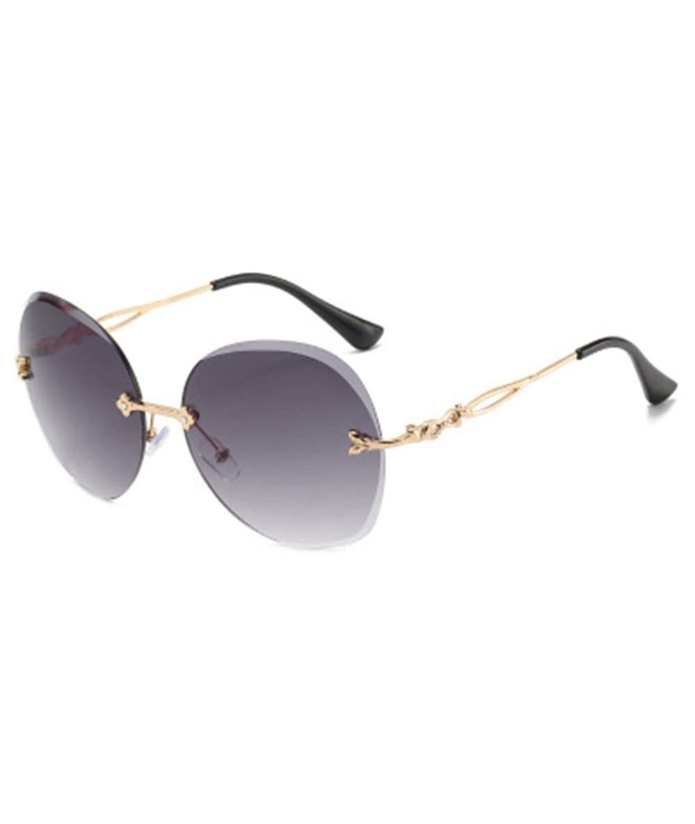 Round Round Frame Visor Mirrorless Frame Trimmed Sunglasses Metal Ladies Sunglasses - 5 - CS1907S4XOQ $33.73