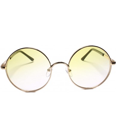 Round New Classy Elegant Trendy Vintage Retro Style Round Sunglasses - Yellow - CQ18UN9N3NG $12.13