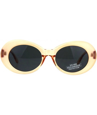 Round Womens Mod Oval Thick Plastic Round Chic Sunglasses - Peach Black - CB180Q08IX2 $9.66