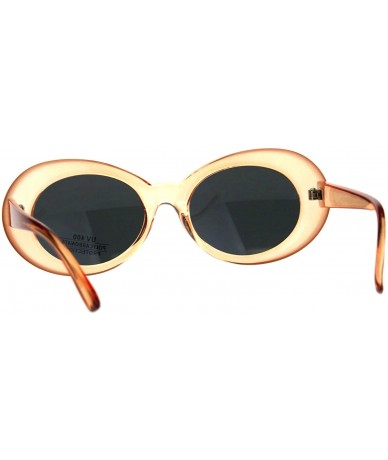 Round Womens Mod Oval Thick Plastic Round Chic Sunglasses - Peach Black - CB180Q08IX2 $9.66