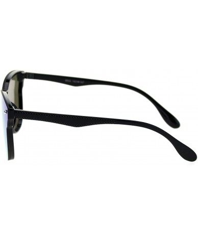 Shield Unisex Panel Lens Shield Hipster Plastic Horn Sunglasses - Black Blue Mirror - CA18T8H0GDR $11.93