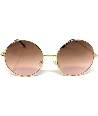 Oversized XL Oversize Metal Round Hippie Sunglasses - Gold- Tan to Pink - CY18Q5E0KSM $12.17