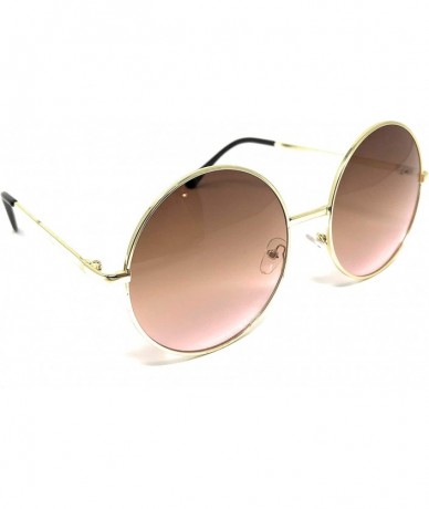 Oversized XL Oversize Metal Round Hippie Sunglasses - Gold- Tan to Pink - CY18Q5E0KSM $12.17