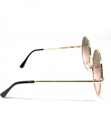 Oversized XL Oversize Metal Round Hippie Sunglasses - Gold- Tan to Pink - CY18Q5E0KSM $12.17