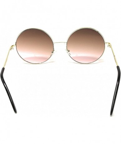 Oversized XL Oversize Metal Round Hippie Sunglasses - Gold- Tan to Pink - CY18Q5E0KSM $12.17