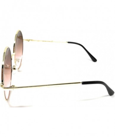 Oversized XL Oversize Metal Round Hippie Sunglasses - Gold- Tan to Pink - CY18Q5E0KSM $12.17